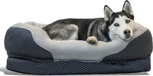 BarksBar Snuggly Sleeper Large Gray Diamond Orthopedic Dog Bed with Solid Orthopedic Foam