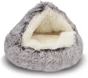 ShinHye Cat Bed Round Plush Fluffy Hooded Cat Bed Cave