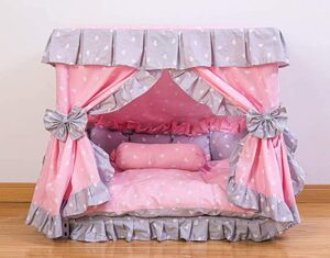 Kolachic Princess Pink Grey White Heart Pet Dog Handmade Bed House