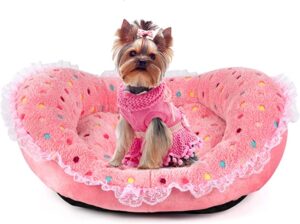 SEIMMIE Cute Pink Princess Dog Bed